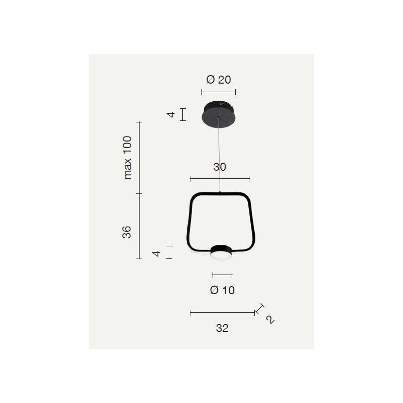 ALFA SOSPENSIONE QUADRATA IN METALLO ORO, BIANCO O NERO LED 28W LUCE 3000K DIMMERABILE MODERNA ONDALUCE CICIRIELLO - Cristalensi