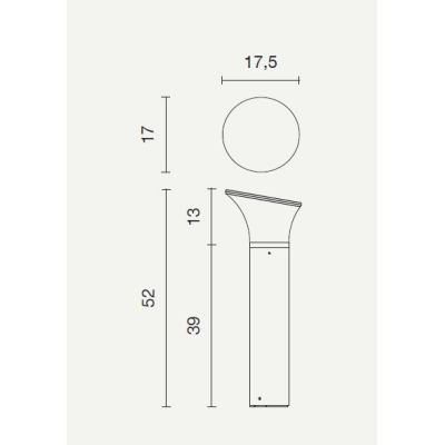 ARES LAMPIONCINO DA ESTERNO IN ALLUMINIO PORTALAMPADE E27 ALTEZZA 50 CM IP54 MODERNO ONDALUCE CICIRIELLO - Cristalensi Shop Onli