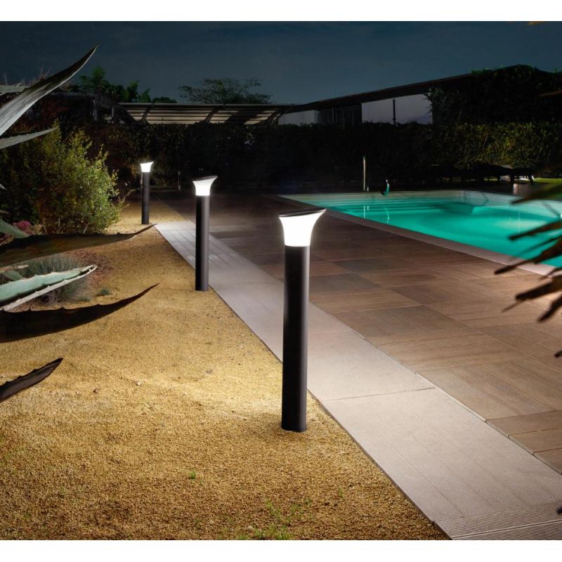 ARES LAMPIONCINO DA ESTERNO IN ALLUMINIO PORTALAMPADE E27 ALTEZZA 80 CM IP54 MODERNO ONDALUCE CICIRIELLO - Cristalensi Shop Onli