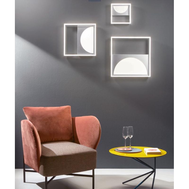 ART PLAFONIERA GRANDE L50 METALLO FINITURA SILVER LED 40W LUCE 3000K-4000K DIMMERABILE QUADRATA ONDALUCE CICIRIELLO - Cristalens