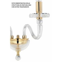 BACH TAVOLA DA PARETE AD UNA SOLA LUCE CLASSICA ED ELEGANTE IN CRISTALLO E VETRO ORO E CROMO ONDALUCE CICIRIELLO - Cristalensi S 2