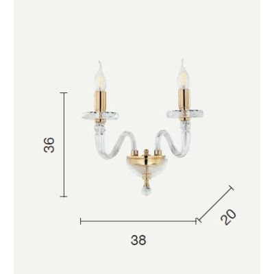 BACH LAMPADA DA PARETE A 2 LUCI CLASSICA ED ELEGANTE IN CRISTALLO E VETRO ORO E CROMO DI ONDALUCE ONDALUCE CICIRIELLO - Cristale