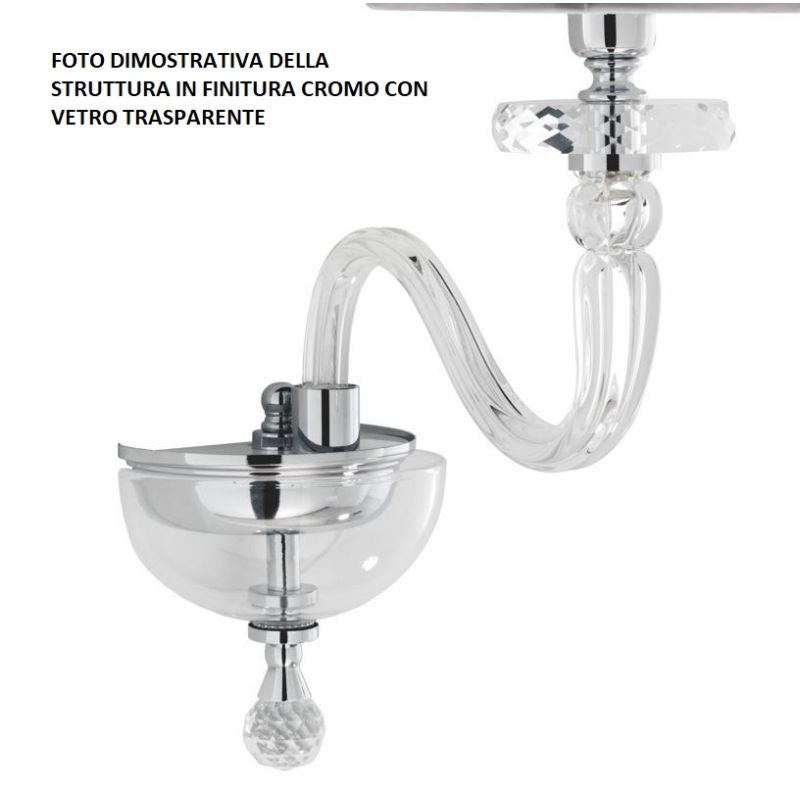 BACH LAMPADA DA PARETE A 2 LUCI CLASSICA ED ELEGANTE IN CRISTALLO E VETRO ORO E CROMO DI ONDALUCE ONDALUCE CICIRIELLO - Cristale