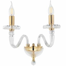 BACH LAMPADA DA PARETE A 2 LUCI CLASSICA ED ELEGANTE IN CRISTALLO E VETRO ORO E CROMO DI ONDALUCE ONDALUCE CICIRIELLO - Cristale