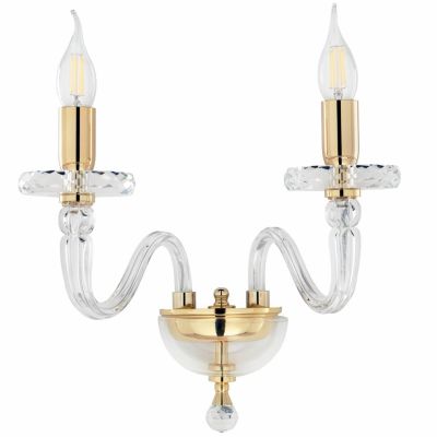 BACH LAMPADA DA PARETE A 2 LUCI CLASSICA ED ELEGANTE IN CRISTALLO E VETRO ORO E CROMO DI ONDALUCE ONDALUCE CICIRIELLO - Cristale