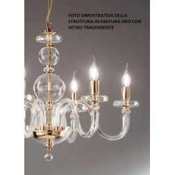 BACH 12 LUCI LAMPADARIO A SOSPENSIONE CLASSICO IN VETRO E CRISTALLO FINITURA ORO O CROMO ONDALUCE CICIRIELLO - Cristalensi Shop 2