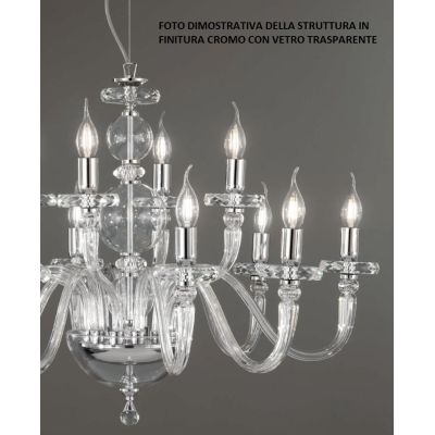 BACH LAMPADARIO A SOSPENSIONE CLASSICO IN VETRO E CRISTALLO A 3 LUCI FINITURA ORO O CROMO ONDALUCE CICIRIELLO - Cristalensi Shop