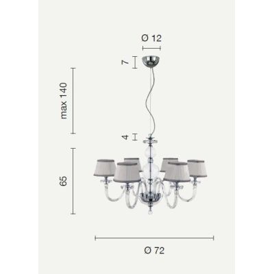 BACH 6 LUCI LAMPADARIO A SOSPENSIONE CLASSICO IN VETRO E CRISTALLO FINITURA ORO O CROMO DI ONDALUCE ONDALUCE CICIRIELLO - Crista