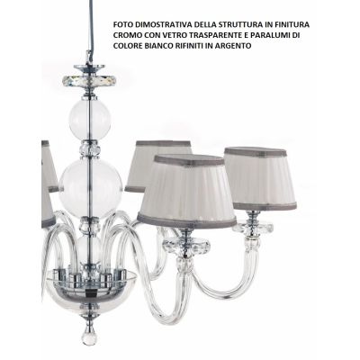 BACH 8 LUCI LAMPADARIO A SOSPENSIONE CLASSICO IN VETRO E CRISTALLO FINITURA ORO O CROMO DI ONDALUCE ONDALUCE CICIRIELLO - Crista