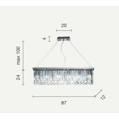 BATIDA SOSPENSIONE MODERNA 6 LUCI CROMO L87 CM CON PENDAGLI DECORATIVI IN CRISTALLO ONDALUCE CICIRIELLO - Cristalensi Shop Onlin