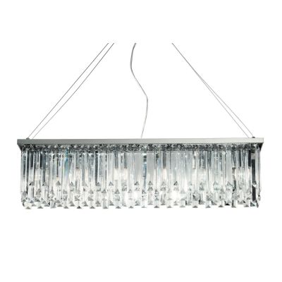 BATIDA SOSPENSIONE MODERNA 6 LUCI CROMO L87 CM CON PENDAGLI DECORATIVI IN CRISTALLO ONDALUCE CICIRIELLO - Cristalensi Shop Onlin