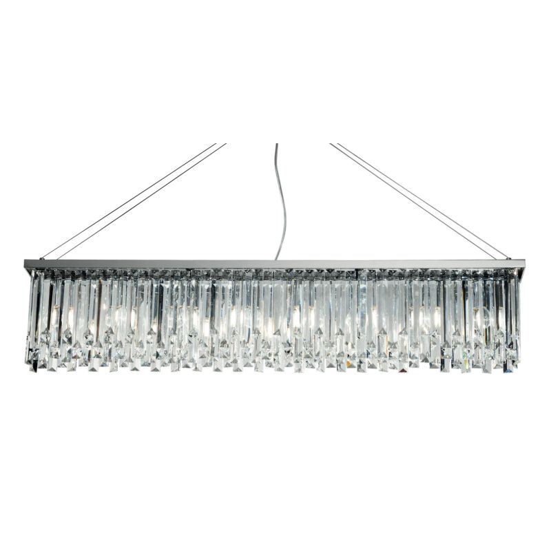 BATIDA SOSPENSIONE MODERNA 8 LUCI CROMO L110 CM CON PENDAGLI DECORATIVI IN CRISTALLO ONDALUCE CICIRIELLO - Cristalensi Shop Onli