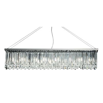 BATIDA SOSPENSIONE MODERNA 8 LUCI CROMO L110 CM CON PENDAGLI DECORATIVI IN CRISTALLO ONDALUCE CICIRIELLO - Cristalensi Shop Onli