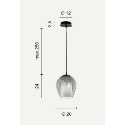 BONNIE SOSPENSIONE SINGOLA IN VETRO SOFFIATO TRASPARENTE, FUME, AMBRA O VERDE D20 CM DESIGN MODERNO ONDALUCE CICIRIELLO - Crista