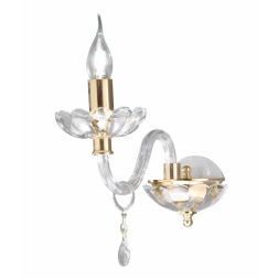 BRIGIDA LAMPADA A PARETE CLASSICA CON 1 LUCE IN VETRO E CRISTALLO FINITURA ORO DI ONDALUCE ONDALUCE CICIRIELLO - Cristalensi Sho 2