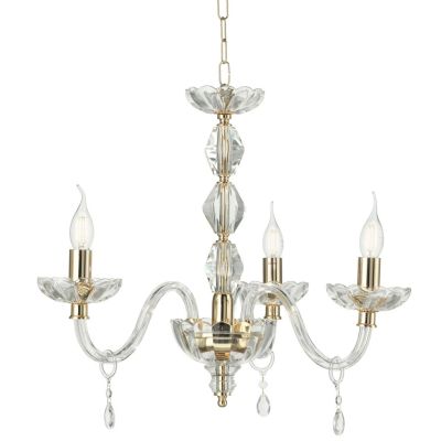 BRIGIDA LAMPADARIO A SOSPENSIONE CLASSICO IN VETRO E CRISTALLO A 3 LUCI FINITURA ORO DI CICIRIELLO ONDALUCE CICIRIELLO - Cristal