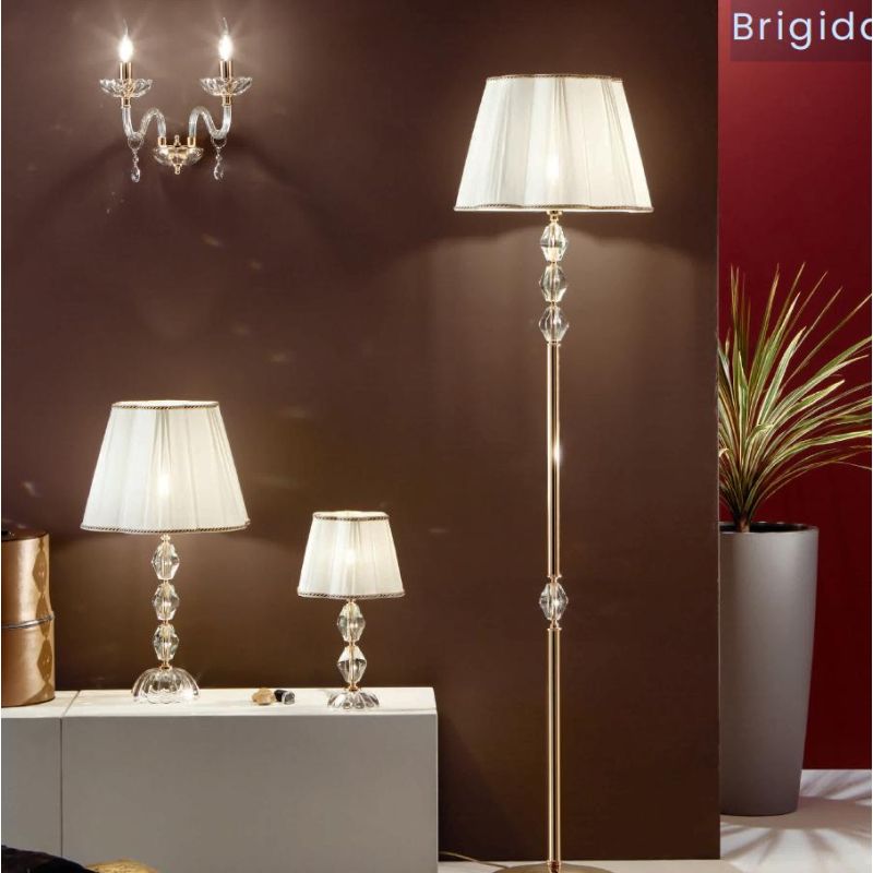 BRIGIDA LAMPADA DA TERRA IN CRISTALLO E METALLO ELEGANTE E CLASSICA FINITURA ORO DI ONDALUCE ONDALUCE CICIRIELLO - Cristalensi S