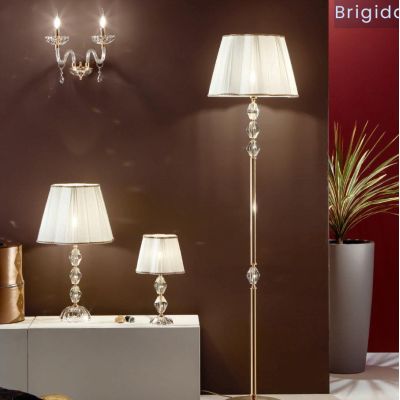 BRIGIDA LAMPADA DA TERRA IN CRISTALLO E METALLO ELEGANTE E CLASSICA FINITURA ORO DI ONDALUCE ONDALUCE CICIRIELLO - Cristalensi S
