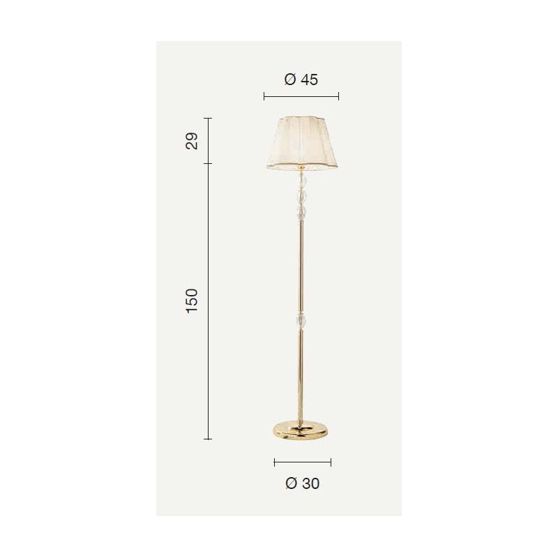 BRIGIDA LAMPADA DA TERRA IN CRISTALLO E METALLO ELEGANTE E CLASSICA FINITURA ORO DI ONDALUCE ONDALUCE CICIRIELLO - Cristalensi S