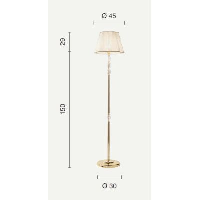 BRIGIDA LAMPADA DA TERRA IN CRISTALLO E METALLO ELEGANTE E CLASSICA FINITURA ORO DI ONDALUCE ONDALUCE CICIRIELLO - Cristalensi S