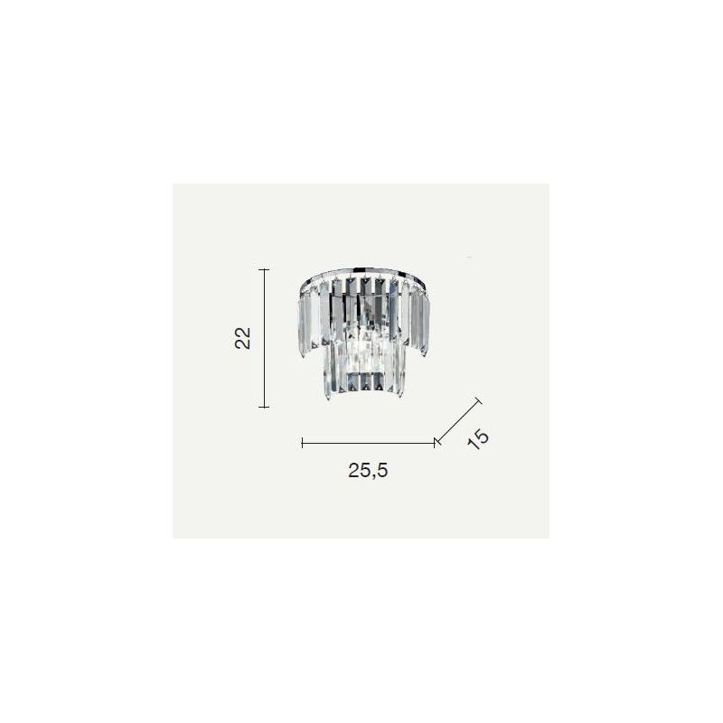 CASTLE APPLIQUE ELEGANTE ORO O CROMO CON PENDENTI DECORATIVI IN CRISTALLO ATTACCO G9 ONDALUCE CICIRIELLO - Cristalensi Shop Onli