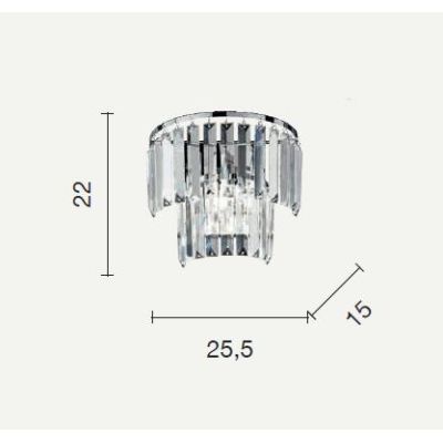 CASTLE APPLIQUE ELEGANTE ORO O CROMO CON PENDENTI DECORATIVI IN CRISTALLO ATTACCO G9 ONDALUCE CICIRIELLO - Cristalensi Shop Onli