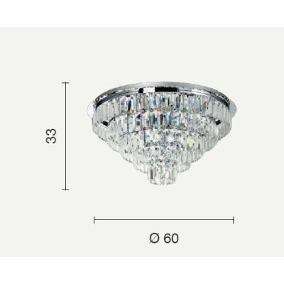 CASTLE PLAFONIERA MEDIA ELEGANTE D60 CM ORO O CROMO CON PENDENTI IN CRISTALLO ATTACCO 12XG9 ONDALUCE CICIRIELLO - Cristalensi Sh