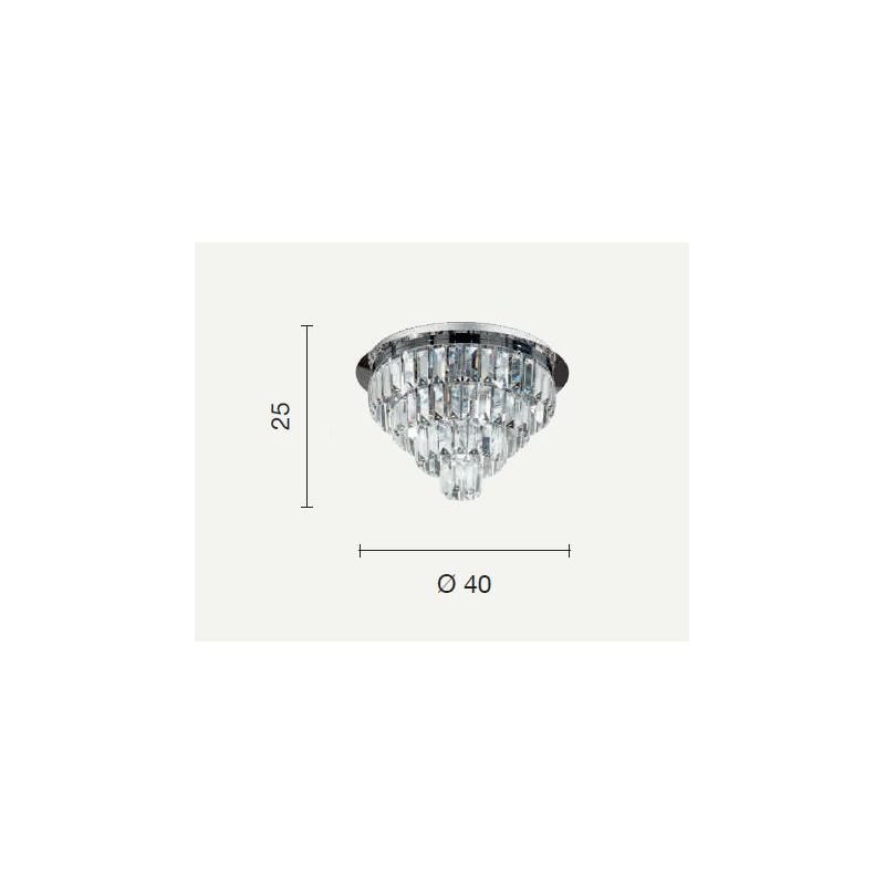 CASTLE PLAFONIERA ELEGANTE D40 CM ORO O CROMO CON PENDENTI IN CRISTALLO ATTACCO 9XG9 ONDALUCE CICIRIELLO - Cristalensi Shop Onli