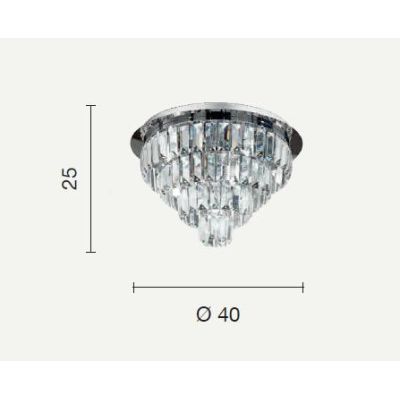 CASTLE PLAFONIERA ELEGANTE D40 CM ORO O CROMO CON PENDENTI IN CRISTALLO ATTACCO 9XG9 ONDALUCE CICIRIELLO - Cristalensi Shop Onli