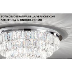 CASTLE PLAFONIERA ELEGANTE D40 CM ORO O CROMO CON PENDENTI IN CRISTALLO ATTACCO 9XG9 ONDALUCE CICIRIELLO - Cristalensi Shop Onli 2