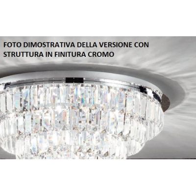 CASTLE PLAFONIERA ELEGANTE D40 CM ORO O CROMO CON PENDENTI IN CRISTALLO ATTACCO 9XG9 ONDALUCE CICIRIELLO - Cristalensi Shop Onli
