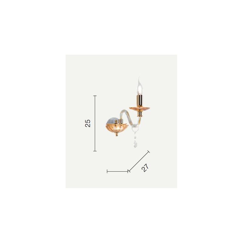 CECILIA LAMPADA A PARETE CLASSICA CON UNA SOLA LUCE IN VETRO E CRISTALLO 3 COLORI DI ONDALUCE ONDALUCE CICIRIELLO - Cristalensi