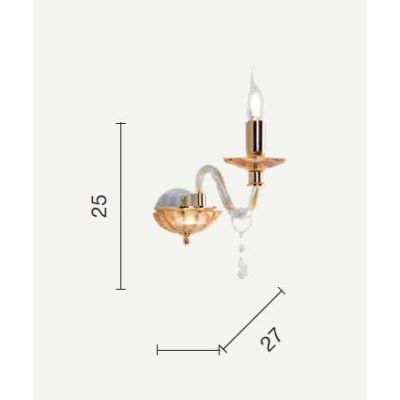 CECILIA LAMPADA A PARETE CLASSICA CON UNA SOLA LUCE IN VETRO E CRISTALLO 3 COLORI DI ONDALUCE ONDALUCE CICIRIELLO - Cristalensi