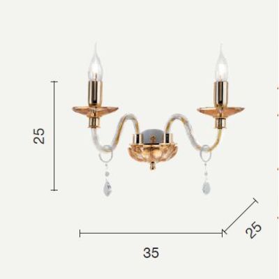 CECILIA LAMPADA A PARETE CLASSICA CON 2 LUCI IN VETRO E CRISTALLO 3 COLORI DELLA ONDALUCE ONDALUCE CICIRIELLO - Cristalensi Shop