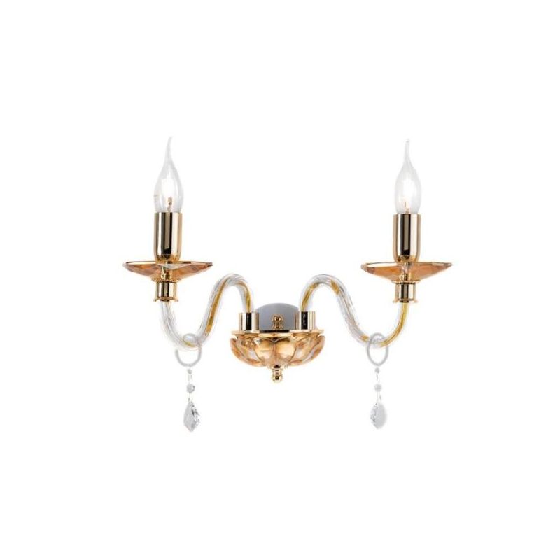 CECILIA LAMPADA A PARETE CLASSICA CON 2 LUCI IN VETRO E CRISTALLO 3 COLORI DELLA ONDALUCE ONDALUCE CICIRIELLO - Cristalensi Shop