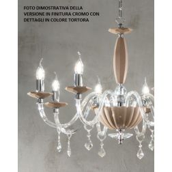 CECILIA 3 LUCI LAMPADARIO A SOSPENSIONE CLASSICO IN VETRO CON CRISTALLI 3 FINITURE ONDALUCE CICIRIELLO - Cristalensi Shop Online 2