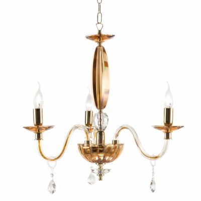 CECILIA 3 LUCI LAMPADARIO A SOSPENSIONE CLASSICO IN VETRO CON CRISTALLI 3 FINITURE ONDALUCE CICIRIELLO - Cristalensi Shop Online