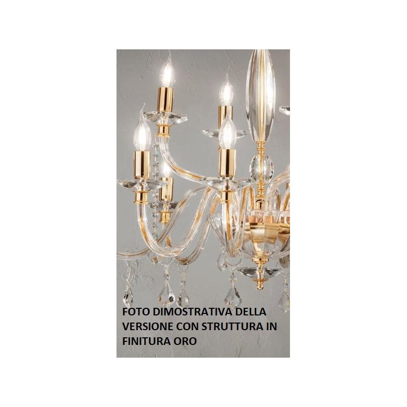 CECILIA 3 LUCI LAMPADARIO A SOSPENSIONE CLASSICO IN VETRO CON CRISTALLI 3 FINITURE ONDALUCE CICIRIELLO - Cristalensi Shop Online