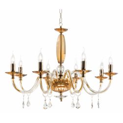 CECILIA 8 LUCI LAMPADARIO A SOSPENSIONE CLASSICO IN VETRO CON CRISTALLI 3 FINITURE ONDALUCE CICIRIELLO - Cristalensi Shop Online 2