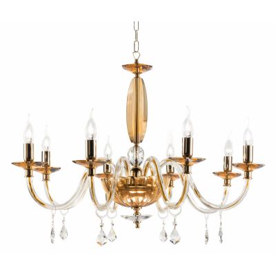 CECILIA 8 LUCI LAMPADARIO A SOSPENSIONE CLASSICO IN VETRO CON CRISTALLI 3 FINITURE ONDALUCE CICIRIELLO - Cristalensi Shop Online