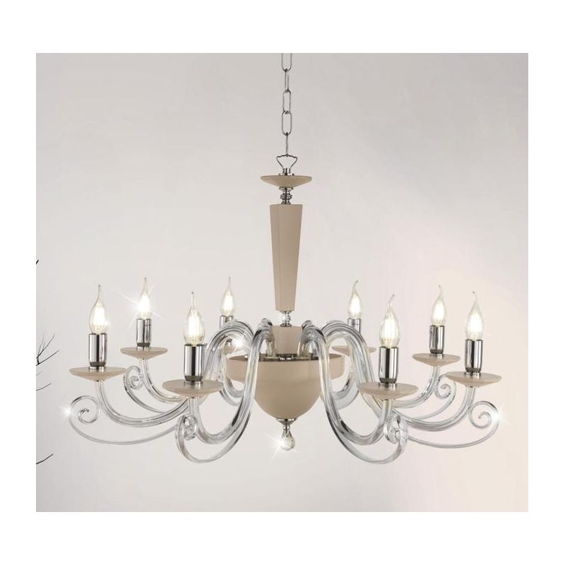 CHERUBINI 8 LUCI LAMPADARIO CLASSICO ED ELEGANTE IN CRISTALLO E VETRO 3 FINITURE DI ONDALUCE ONDALUCE CICIRIELLO - Cristalensi S