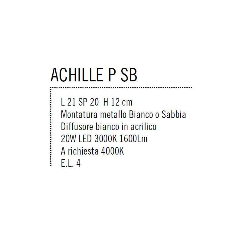 ACHILLE PICCOLO APPLIQUE LED 20W BIANCO O SABBIA LUCE 3000K O 4000K DI ILLUMINANDO LED SOSTITUIBILE Illuminando - Cristalensi Sh