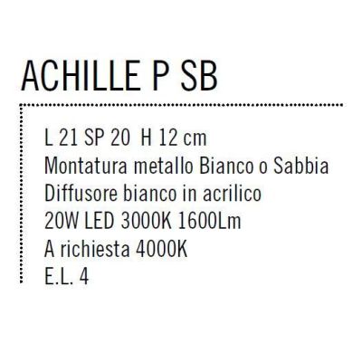 ACHILLE PICCOLO APPLIQUE LED 20W BIANCO O SABBIA LUCE 3000K O 4000K DI ILLUMINANDO LED SOSTITUIBILE Illuminando - Cristalensi Sh