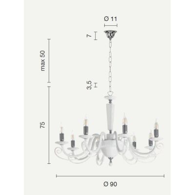 CHERUBINI 8 LUCI LAMPADARIO CLASSICO ED ELEGANTE IN CRISTALLO E VETRO 3 FINITURE DI ONDALUCE ONDALUCE CICIRIELLO - Cristalensi S