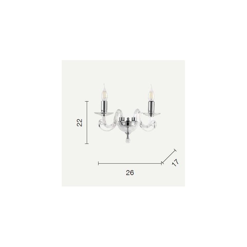 CHERUBINI APPLIQUE A 2 LUCI CLASSICA ED ELEGANTE IN CRISTALLO E VETRO TRASPARENTE 3 FINITURE DI ONDALUCE ONDALUCE CICIRIELLO - C