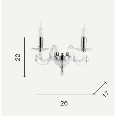 CHERUBINI APPLIQUE A 2 LUCI CLASSICA ED ELEGANTE IN CRISTALLO E VETRO TRASPARENTE 3 FINITURE DI ONDALUCE ONDALUCE CICIRIELLO - C
