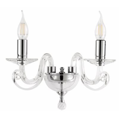 CHERUBINI APPLIQUE A 2 LUCI CLASSICA ED ELEGANTE IN CRISTALLO E VETRO TRASPARENTE 3 FINITURE DI ONDALUCE ONDALUCE CICIRIELLO - C