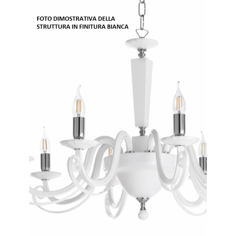 CHERUBINI 3 LUCI LAMPADARIO CLASSICO ED ELEGANTE IN CRISTALLO E VETRO 3 FINITURE DI ONDALUCE ONDALUCE CICIRIELLO - Cristalensi S
