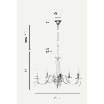 CHERUBINI 5 LUCI LAMPADARIO CLASSICO ED ELEGANTE IN CRISTALLO E VETRO 3 FINITURE DI ONDALUCE ONDALUCE CICIRIELLO - Cristalensi S