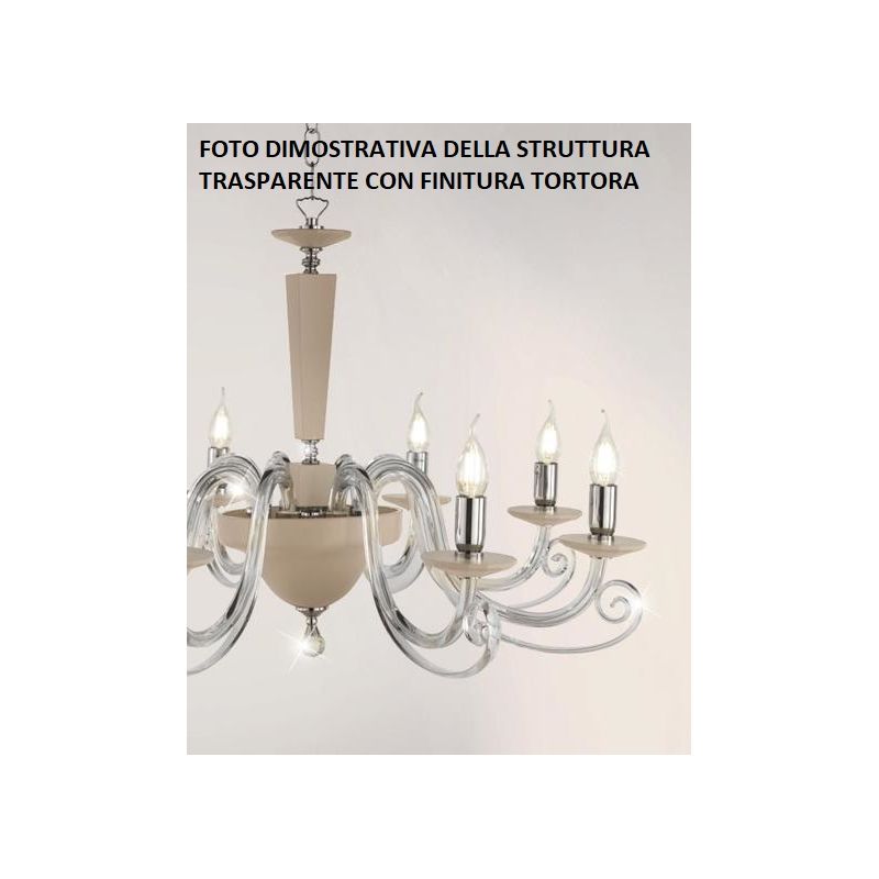 CHERUBINI 5 LUCI LAMPADARIO CLASSICO ED ELEGANTE IN CRISTALLO E VETRO 3 FINITURE DI ONDALUCE ONDALUCE CICIRIELLO - Cristalensi S